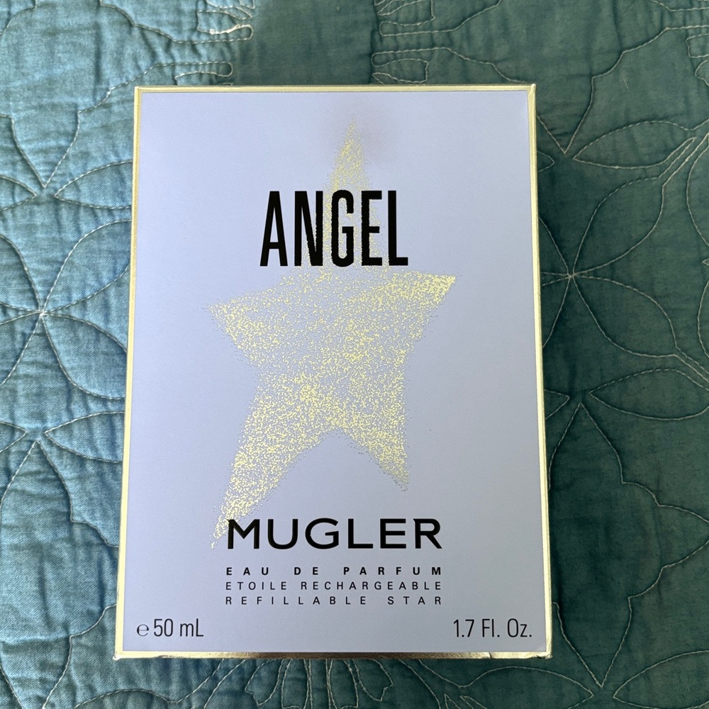 Mugler Angel Perfume Box in Light Blue and Gold